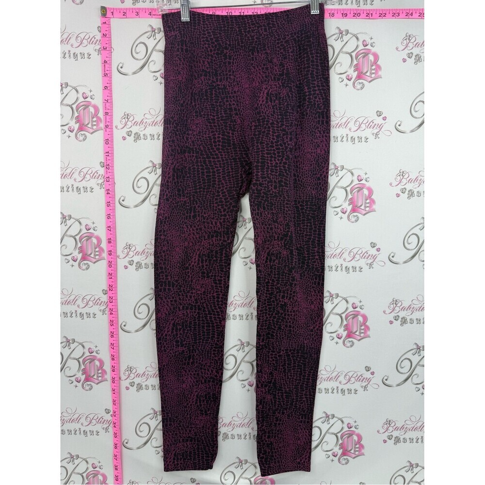 Lily Morgan tights leggings fleece lined Deep Magenta Animal-Print Leggings